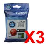 3 x Genuine Brother LC-431XL Black Ink Cartridge High Yield LC-431XLBK