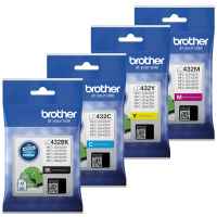 4 Pack Genuine Brother LC-432 Ink Cartridge Set (1BK,1C,1M,1Y)