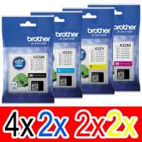 10 Pack Genuine Brother LC-432 Ink Cartridge Set (4BK,2C,2M,2Y)