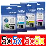 20 Pack Genuine Brother LC-432 Ink Cartridge Set (5BK,5C,5M,5Y)