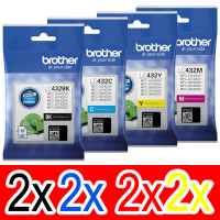 8 Pack Genuine Brother LC-432 Ink Cartridge Set (2BK,2C,2M,2Y)