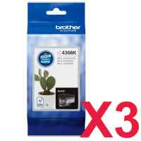 3 x Genuine Brother LC-436 Black Ink Cartridge LC-436BK