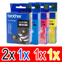 5 Pack Genuine Brother LC-47 Ink Cartridge Set (2BK,1C,1M,1Y)