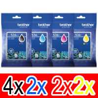 10 Pack Genuine Brother LC-536 Ink Cartridge Set (4BK,2C,2M,2Y)