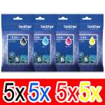 20 Pack Genuine Brother LC-536 Ink Cartridge Set (5BK,5C,5M,5Y)