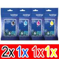 5 Pack Genuine Brother LC-536 Ink Cartridge Set (2BK,1C,1M,1Y)