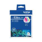 1 x Genuine Brother LC-536XL C/M/Y Ink Cartridge High Yield Colour Pack LC-536XL3PK