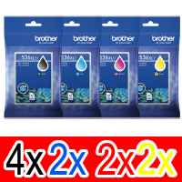 10 Pack Genuine Brother LC-536XL Ink Cartridge High Yield Set (4BK,2C,2M,2Y)
