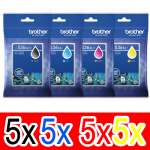 20 Pack Genuine Brother LC-536XL Ink Cartridge High Yield Set (5BK,5C,5M,5Y)