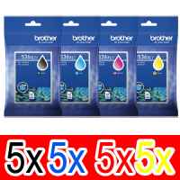 20 Pack Genuine Brother LC-536XL Ink Cartridge High Yield Set (5BK,5C,5M,5Y)