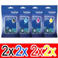 8 Pack Genuine Brother LC-536XL Ink Cartridge High Yield Set (2BK,2C,2M,2Y)