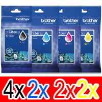 10 Pack Genuine Brother LC-536XXL Ink Cartridge Super High Yield Set (4BK,2C,2M,2Y)
