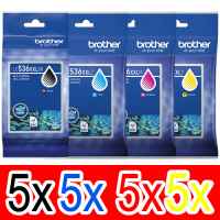 20 Pack Genuine Brother LC-536XXL Ink Cartridge Super High Yield Set (5BK,5C,5M,5Y)