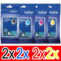 8 Pack Genuine Brother LC-536XXL Ink Cartridge Super High Yield Set (2BK,2C,2M,2Y)