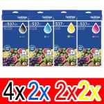 10 Pack Genuine Brother LC-537 Ink Cartridge Ultra High Yield Set (4BK,2C,2M,2Y)