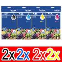 8 Pack Genuine Brother LC-537 Ink Cartridge Ultra High Yield Set (2BK,2C,2M,2Y)