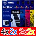 10 Pack Genuine Brother LC-57 Ink Cartridge Set (4BK,2C,2M,2Y)