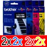 8 Pack Genuine Brother LC-57 Ink Cartridge Set (2BK,2C,2M,2Y)