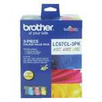 1 x Genuine Brother LC-67 C/M/Y Ink Cartridge Colour Pack High Yield LC-67HYCL3PK