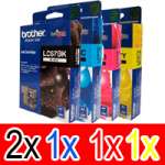 5 Pack Genuine Brother LC-67 Ink Cartridge Set (2BK,1C,1M,1Y)