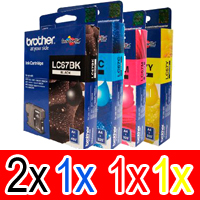 5 Pack Genuine Brother LC-67 Ink Cartridge Set (2BK,1C,1M,1Y)