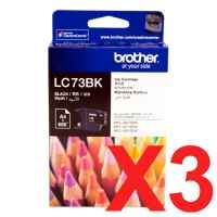 3 x Genuine Brother LC-73 Black Ink Cartridge LC-73BK