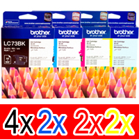 10 Pack Genuine Brother LC-73 Ink Cartridge Set (4BK,2C,2M,2Y)