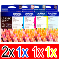 5 Pack Genuine Brother LC-73 Ink Cartridge Set (2BK,1C,1M,1Y)