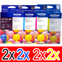 8 Pack Genuine Brother LC-77XL Ink Cartridge Set (2BK,2C,2M,2Y)