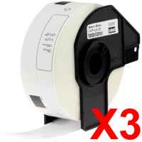 3 x Compatible Brother DK-11201 White Paper Label Roll - 29mm x 90mm - 400 Labels per Roll