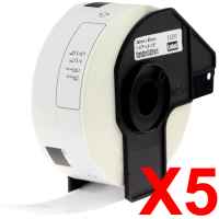 5 x Compatible Brother DK-11201 White Paper Label Roll - 29mm x 90mm - 400 Labels per Roll