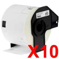 10 x Compatible Brother DK-11202 White Paper Label Roll - 62mm x 100mm - 300 Labels per Roll