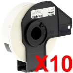 10 x Compatible Brother DK-11203 White Paper Label Roll - 17mm x 87mm - 300 Labels per Roll