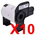 10 x Compatible Brother DK-11207 White Film Label Roll - 58mm Diameter - 100 Labels per Roll