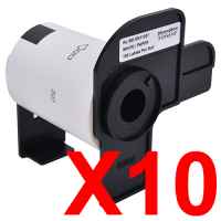 10 x Compatible Brother DK-11207 White Film Label Roll - 58mm Diameter - 100 Labels per Roll