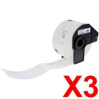3 x Compatible Brother DK-11208 White Paper Label Roll - 38mm x 90mm - 400 Labels per Roll