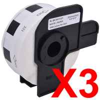 3 x Compatible Brother DK-11221 White Paper Label Roll - 23mm x 23mm - 1000 Labels per Roll