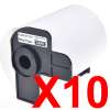 10 x Compatible Brother DK-11241 White Paper Label Roll - 102mm x 152mm - 200 Labels per Roll