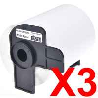 3 x Compatible Brother DK-11241 White Paper Label Roll - 102mm x 152mm - 200 Labels per Roll