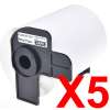 5 x Compatible Brother DK-11241 White Paper Label Roll - 102mm x 152mm - 200 Labels per Roll