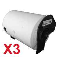 3 x Compatible Brother DK-11247 White Paper Label Roll - 103mm x 164mm - 180 Labels per Roll