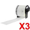 3 x Compatible Brother DK-22205 White Paper Tape Roll - 62mm x 30.48m - Continuous Length