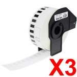 3 x Compatible Brother DK-22210 White Paper Tape Roll - 29mm x 30.48m - Continuous Length