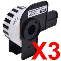 3 x Compatible Brother DK-22211 White Film Tape Roll - 29mm x 15.24m - Continuous Length