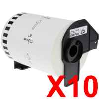 10 x Compatible Brother DK-22243 White Paper Tape Roll - 102mm x 30.48m - Continuous Length