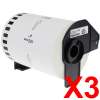 3 x Compatible Brother DK-22243 White Paper Tape Roll - 102mm x 30.48m - Continuous Length