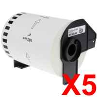5 x Compatible Brother DK-22243 White Paper Tape Roll - 102mm x 30.48m - Continuous Length