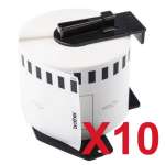 10 x Compatible Brother DK-22251 Black/Red on White Paper Tape Roll - 62mm x 15.24m - Continuous Length