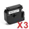 3 x Compatible Brother M-K221 9mm Black on White Plastic M Tape 8 metres