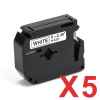 5 x Compatible Brother M-K221 9mm Black on White Plastic M Tape 8 metres